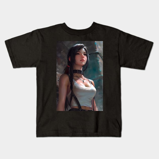 FF7 Rebirth Tifa Lockhart Kids T-Shirt by moreirapod